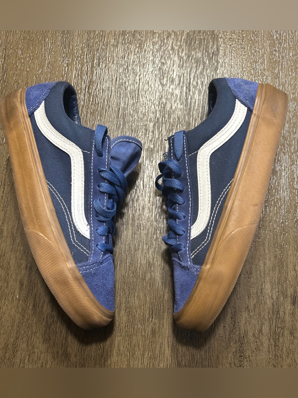 VANS OFF THE WALL Blue Suede Canvas Shoes Women’s Size 8 507698 Gum Sole